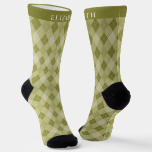 Benutzerdefiniertes Grau-Sage-Olivgrün Argyle-Must Socken