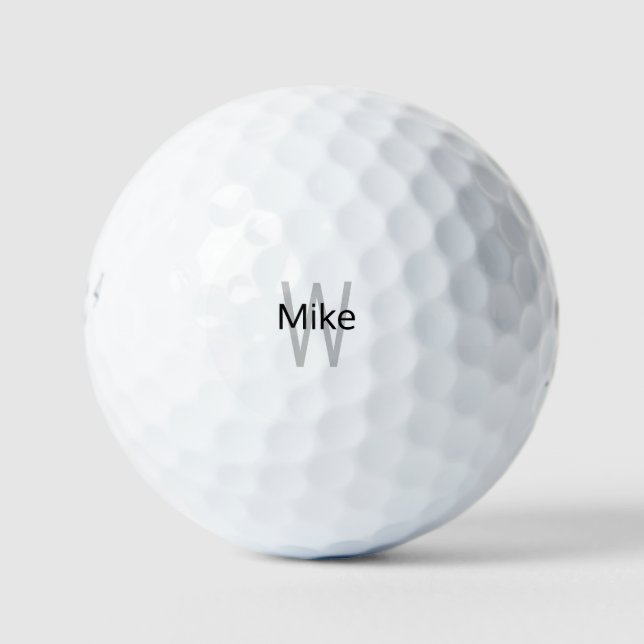 Benutzerdefiniertes Grau & Schwarz Monogramm Golfball (Vorderseite)