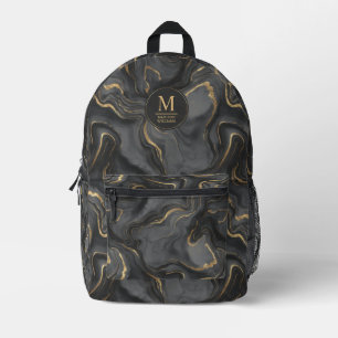 Benutzerdefiniertes Grau-Schwarz- und Gold-Glitter Bedruckter Rucksack