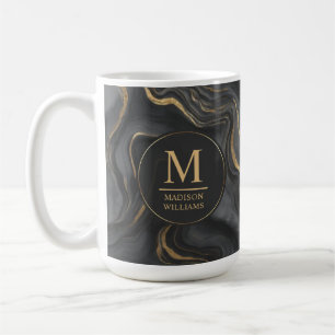 Benutzerdefiniertes Grau Schwarz und Gold Glitter Kaffeetasse