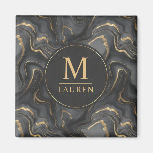 Benutzerdefiniertes Grau-Schwarz und Gold-Glitter- Magnet