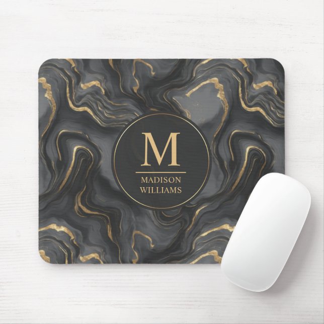 Benutzerdefiniertes Grau Schwarz und Gold Glitter  Mousepad (Mit Mouse)