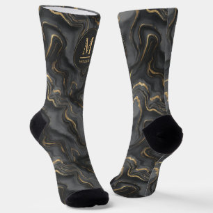 Benutzerdefiniertes Grau-Schwarz- und Gold-Glitter Socken