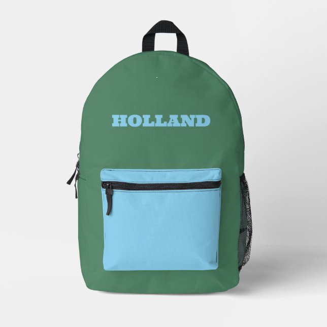 Benutzerdefiniertes Grün und Blau Bedruckter Rucksack (Vorderseite)