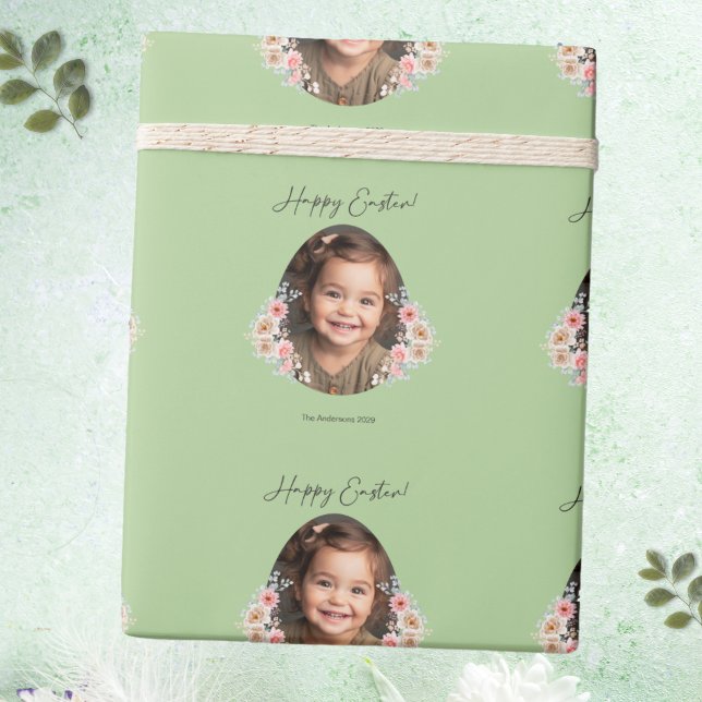 Benutzerdefiniertes Grünbuch zum Umweltzeichen Geschenkpapier (Custom Green Easter Wrapping Paper with Photo)