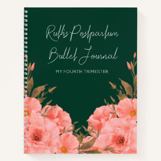 Benutzerdefiniertes grünes florales Wochenbett-Tag Notizbuch