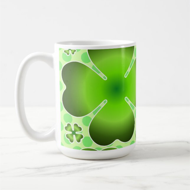 Benutzerdefiniertes Grünes Glücksklee-Muster-Gesch Kaffeetasse (Links)