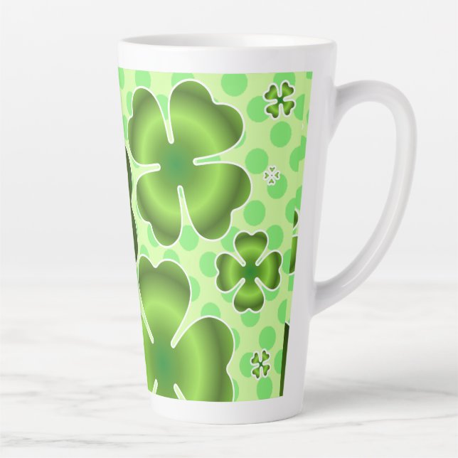 Benutzerdefiniertes grünes Glücksklee-Muster-Gesch Milchtasse (Rechts)