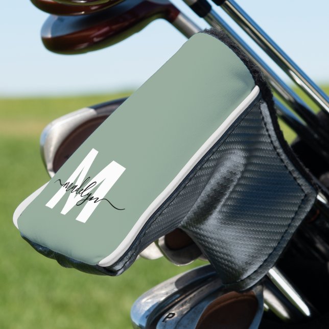 Benutzerdefiniertes grünes initiales Namensmonogra Golf Headcover (Custom Green Initial Name Monogram Golf Head Cover)