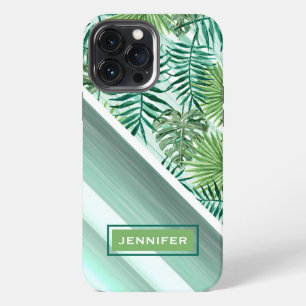 Benutzerdefiniertes Grünes Palmwedel Tropisches So iPhone 13 Pro Max Hülle