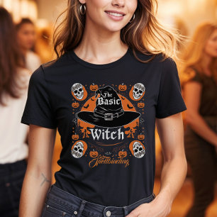 Benutzerdefiniertes Halloween-Party Hexenhut Retro T-Shirt