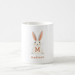 Benutzerdefiniertes Hasen-Monogramm-Namensgeschenk Kaffeetasse