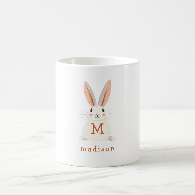 Benutzerdefiniertes Hasen-Monogramm-Namensgeschenk Kaffeetasse (Mittel)