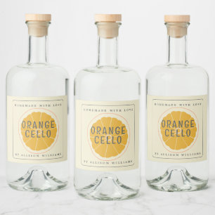 Benutzerdefiniertes hausgemachtes Orangecello-Etik Alkoholflaschenetikett