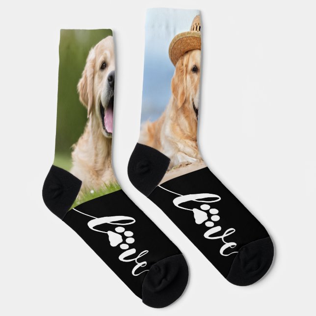 Benutzerdefiniertes Haustier-Foto Liebe Pfotenabdr Socken (Rechts)