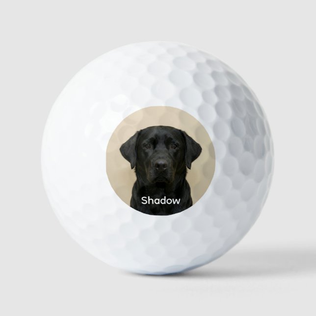 Benutzerdefiniertes Haustier-Hund-Foto Schwarzer L Golfball (Vorderseite)
