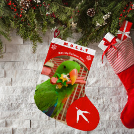Benutzerdefiniertes Haustier-Papageien-Foto-Feiert Großer Weihnachtsstrumpf