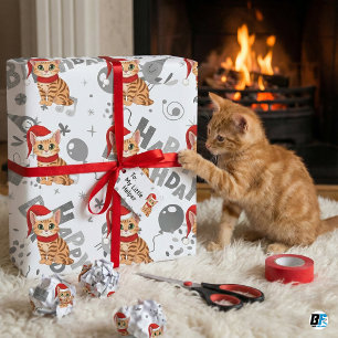 Benutzerdefiniertes Haustierfoto - Glücklicher Geb Geschenkpapier