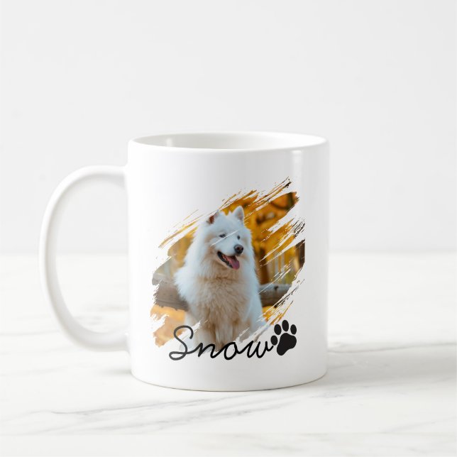 Benutzerdefiniertes Haustierfoto & Name Moderner P Kaffeetasse (Links)