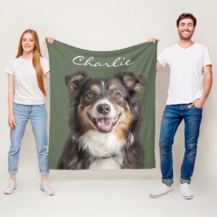 Benutzerdefiniertes Haustierfoto und Name Fleecedecke
