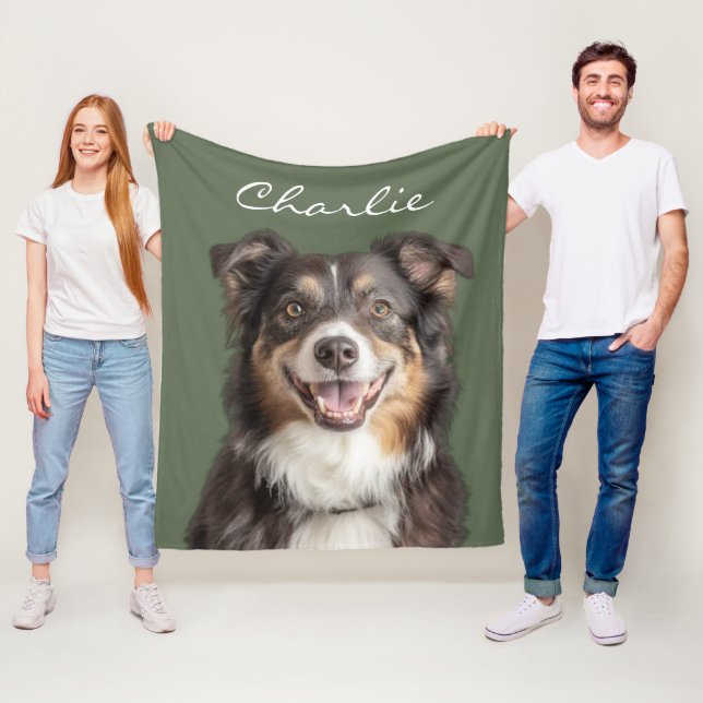 Benutzerdefiniertes Haustierfoto und Name Fleecedecke (Beispiel)