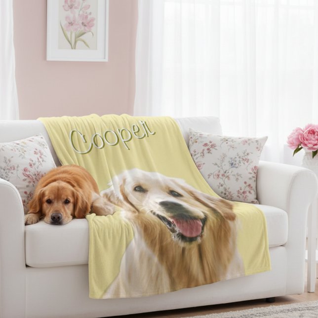 Benutzerdefiniertes Haustiergesicht Personalisiert Fleecedecke (Custom Pet Face Personalized Name Dog Cat Photo Fleece Blanket)