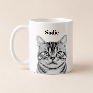 Benutzerdefiniertes Haustierporträt   Foto + Text  Kaffeetasse