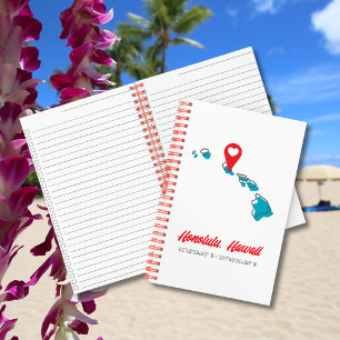Benutzerdefiniertes Hawaii-Karten-Notizbuch   Herz Notizbuch