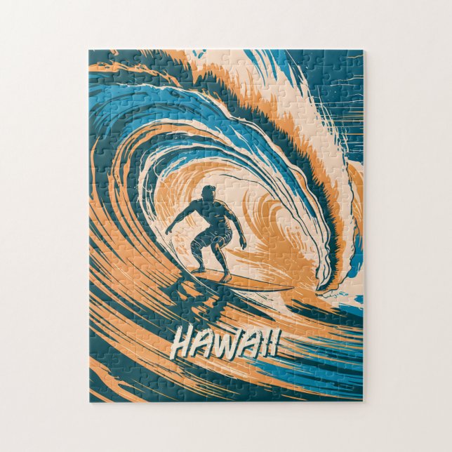 Benutzerdefiniertes Hawaii Surfen Retro Vintag Wav Puzzle (Vertikal)
