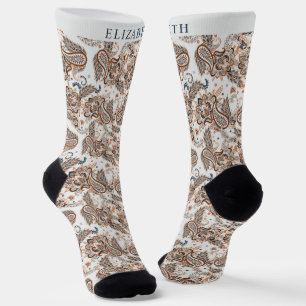 Benutzerdefiniertes helles Creme Beige Farbpaisley Socken