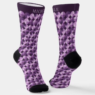 Benutzerdefiniertes Helles Dunkelviolett Geometris Socken