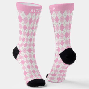 Benutzerdefiniertes Helles Pastellrosa Weiß Argyle Socken