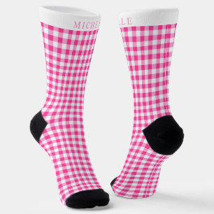 Benutzerdefiniertes helles Rosa-Weiß-Karomuster Socken