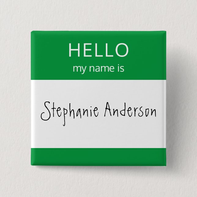 Benutzerdefiniertes HELLO Mein Name ist Abzeichen Button (Vorderseite)