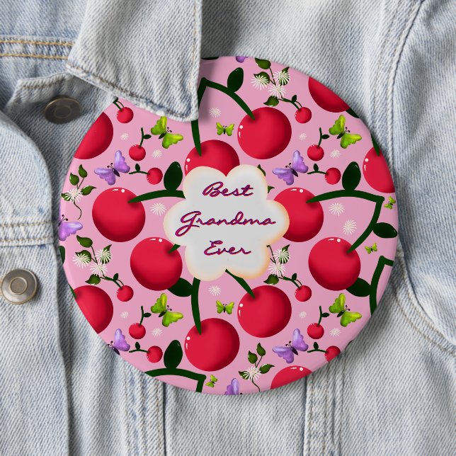 Benutzerdefiniertes hellrosa Blumen-Kirsch-Muster  Button (Beispiel)