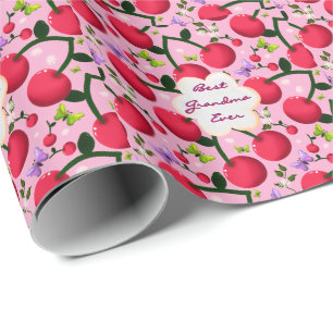 Benutzerdefiniertes hellrosa Blumen-Kirsch-Muster- Geschenkpapier