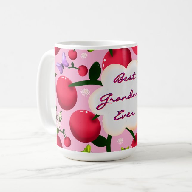Benutzerdefiniertes hellrosa Blumen-Kirsch-Muster- Kaffeetasse (Vorderseite Links)