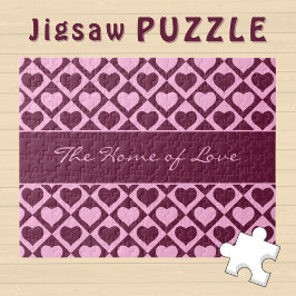 Benutzerdefiniertes Herz Karomuster Bordeaux Rosa  Puzzle