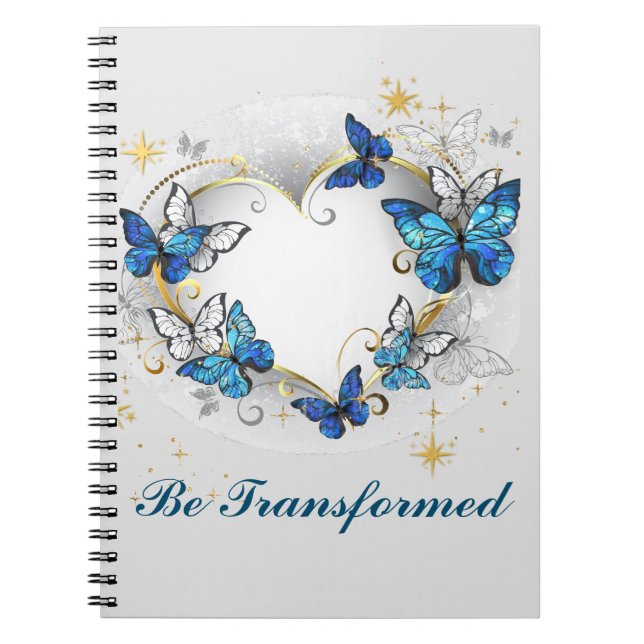 Benutzerdefiniertes Herz mit Schmetterlingen Morph Notizblock (Vorderseite)