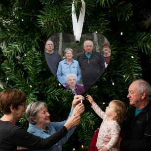Benutzerdefiniertes HERZförmiges grün-rotes Famili Ornament