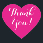 Benutzerdefiniertes Hintergrundherz dank der Aufkl Herz-Aufkleber<br><div class="desc">Eigene Farbe Hintergrund Herzlichen Dank für die Aufkleber für Hochzeit,  Brautparty,  Verlobung,  Geburtstag,  Geburtstag,  Babydusche etc. Herzform Aufkleber mit Danksagung. Korallenrosa oder benutzerdefinierte Hintergrundfarbe. Eleganter Skripttext. Perfekte Umschlag Aufkleber / Dialer oder Hochzeitsfeier Gunst-Label für Dankeschön an Gäste. Neonrosa hat das Herz der Liebe.</div>