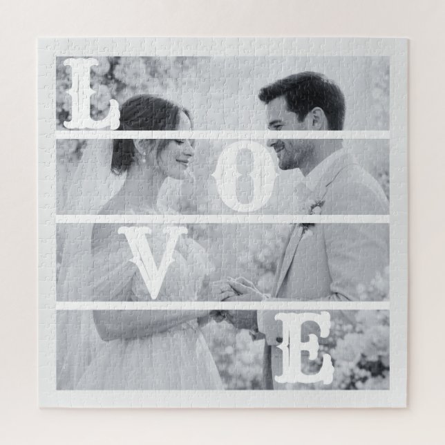 Benutzerdefiniertes Hochzeitsfoto "LIEBE" Puzzle (Vertikal)