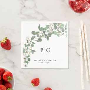 Benutzerdefiniertes Hochzeitsmonogramm Watercolor  Serviette