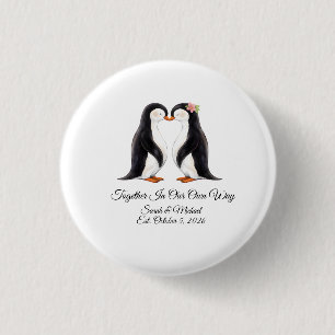 Benutzerdefiniertes Hochzeitspinguin-Paar Button