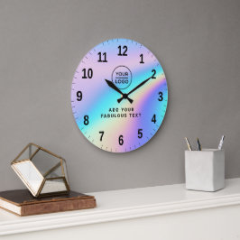 Benutzerdefiniertes holografisches Regenbogen-Logo Große Wanduhr