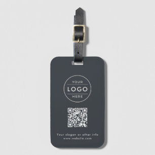 Benutzerdefiniertes Holzkohlegrau QR-Code-Logo Gepäckanhänger