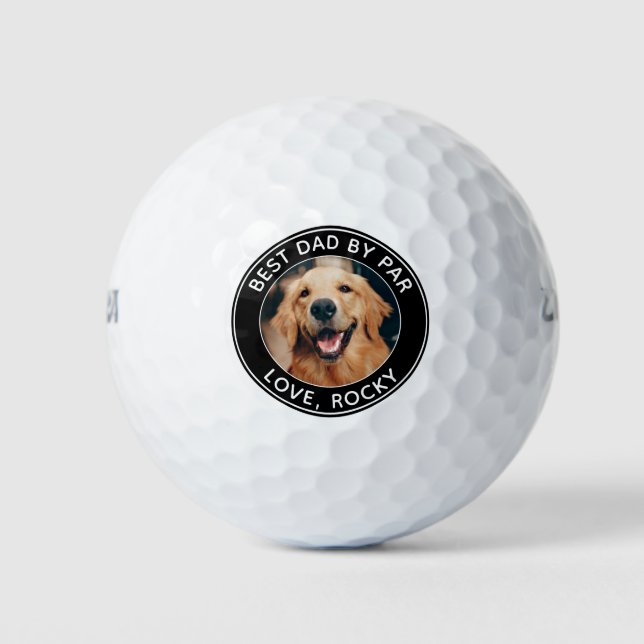 Benutzerdefiniertes Hund Foto Bester Vater nach Pa Golfball (Vorderseite)