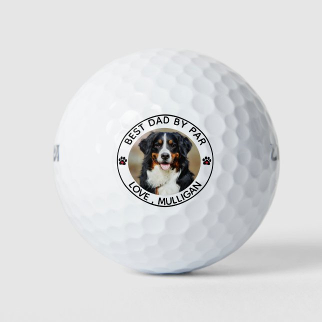 Benutzerdefiniertes Hund Foto Bester Vater nach Pa Golfball (Vorderseite)