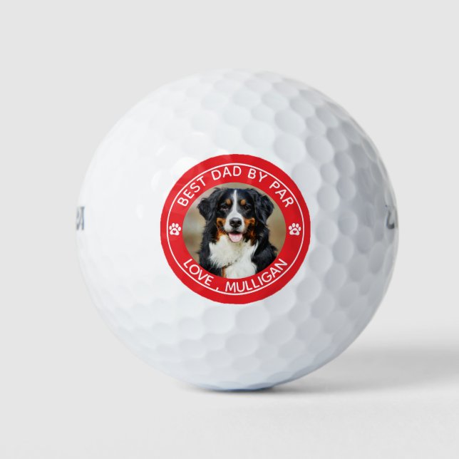 Benutzerdefiniertes Hund Foto Bester Vater nach Pa Golfball (Vorderseite)