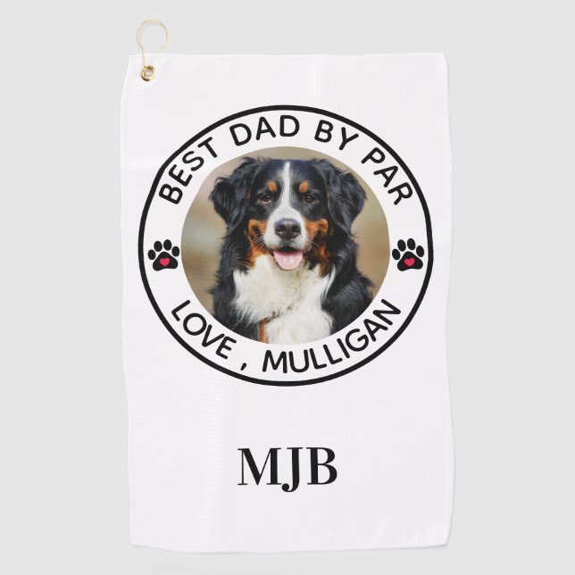 Benutzerdefiniertes Hund Foto Bester Vater nach Pa Golfhandtuch (Vorderseite)